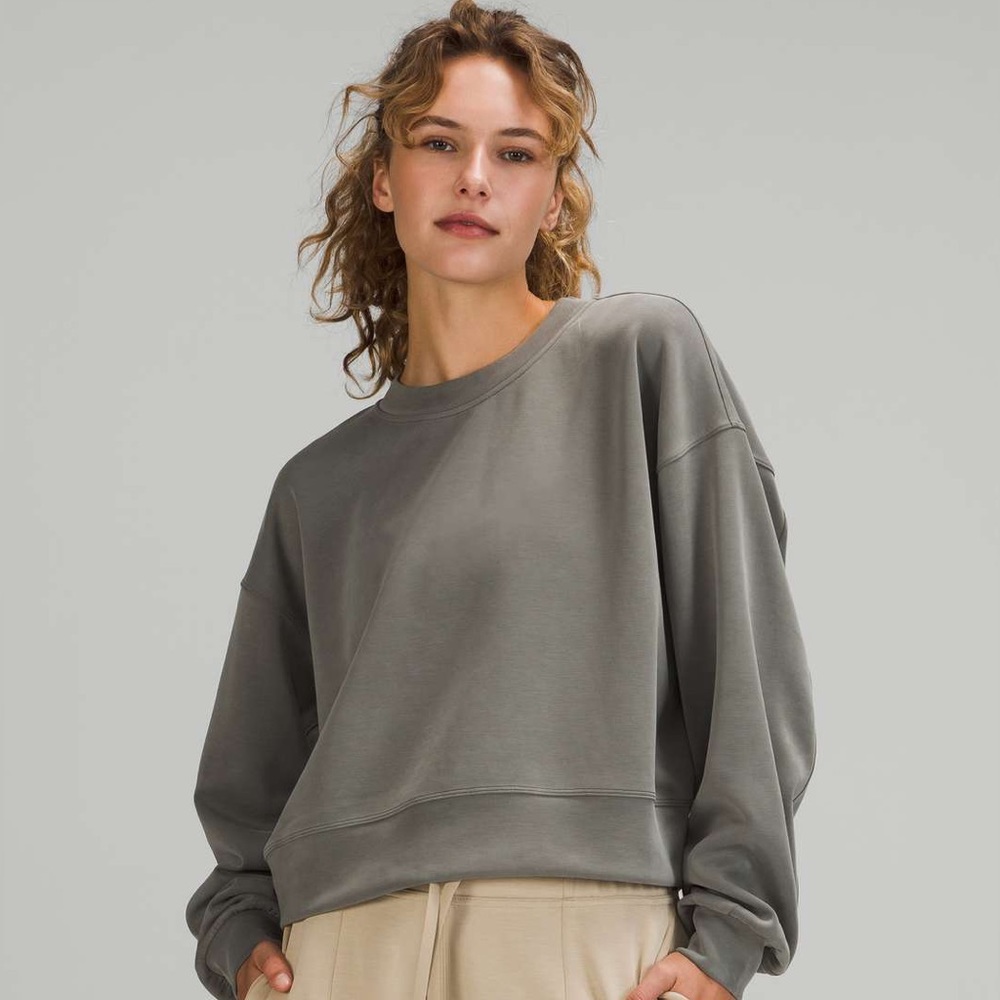 Lululemon Perfectly Oversized Cropped Crew Grey Sage Softstreme
